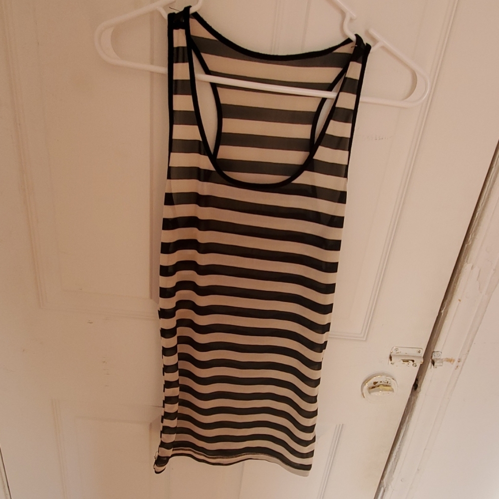White and Black Stripe Tank Top